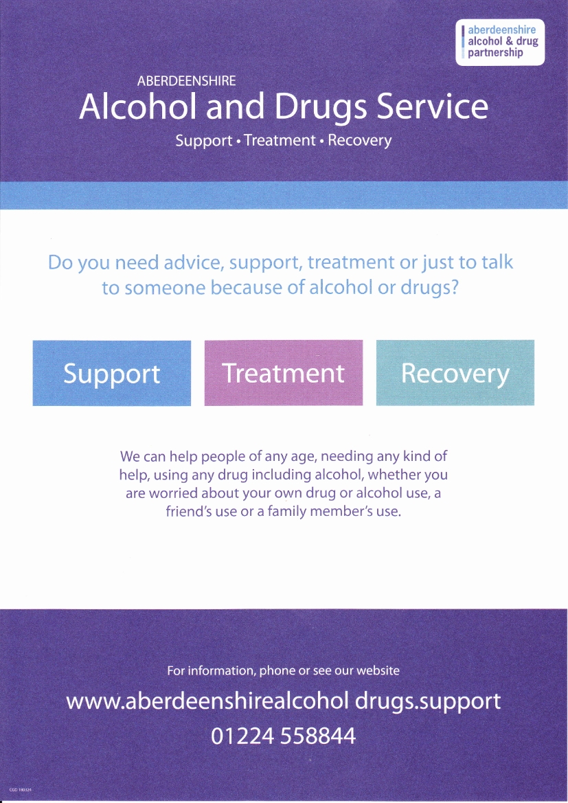 Aberdeenshire Alcohol and Drugs Service Poster